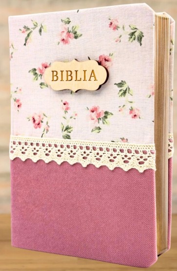 Biblia handmade - format mediu [margini aurii, model floral 1] [IS]