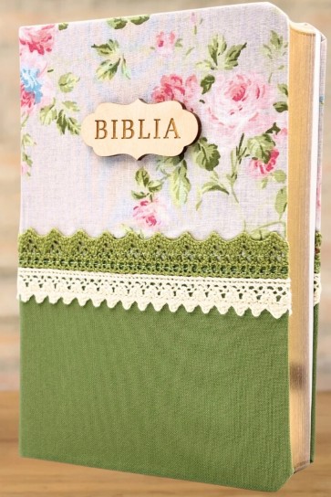 Biblia handmade - format mediu [margini aurii, model floral 3] [IS]