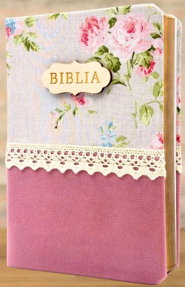 Biblia handmade - format mediu [margini aurii, model floral 4] [IS]