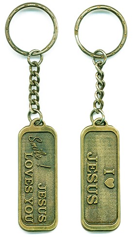 Breloc metal I Love Jesus - Smile! Jesus Loves You [alama]