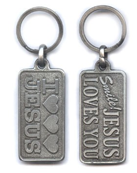 Breloc metal I Love Jesus -Smile! Jesus Loves Yo [zamac]