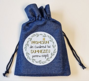 Săculeț cu promisiuni din Cuvântul lui Dumnezeu pentru COPII (albastru)