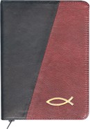 Biblia legata in piele, cu fermoar [format mic, negru & bordo--cu peste]