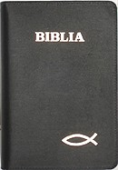 Biblia legata in piele, cu fermoar [format mijlociu, negru--cu peste]