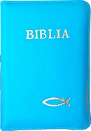 Biblia legata in piele, cu fermoar [format mic, albastru deschis]