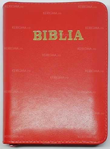 Biblia legata in piele, cu fermoar [format mic] [rosu]