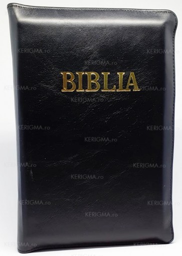 Biblia Fidelă – copertă piele, negru, fermoar