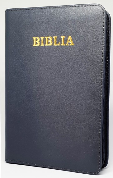 Biblia (piele, mijlociu, fermoar, gri)