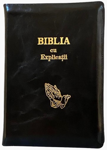 Biblia cu concordanță și explicații, fără index, cu mâini în rugăciune -- PF – Negru