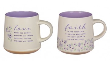 Set 2 căni ceramică -- Faith & Love