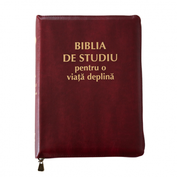 Biblia de studiu pentru o viata deplina - coperta PU visinie cu fermoar