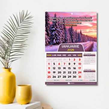 Calendar crestin 2026 - format mare A4, cu texte biblice si imagini, zile libere