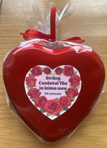 Cutie metalică decorativă cu 54 versete Strâng Cuvântul Tău