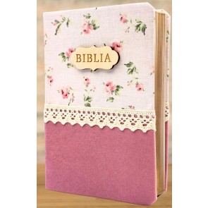 Biblia handmade - format mediu [margini aurii, model floral 1] [IS]