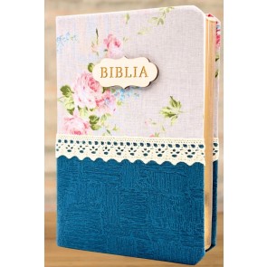 Biblia handmade - format mediu [margini aurii, model floral 2] [IS]