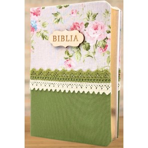 Biblia handmade - format mediu [margini aurii, model floral 3] [IS]