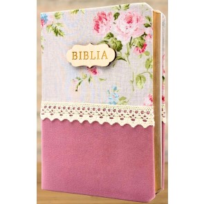 Biblia handmade - format mediu [margini aurii, model floral 4] [IS]