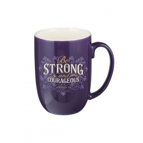 Cană ceramică mov -- Be Strong and Courageous - Joshua 1:9
