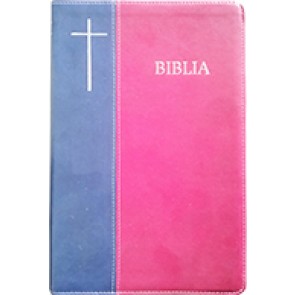 Biblia [coperta PVC moale, visiniu/bleumarin, margini argintate, index] SBIR