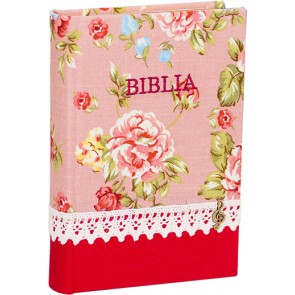 Biblia handmade – model floral rosu