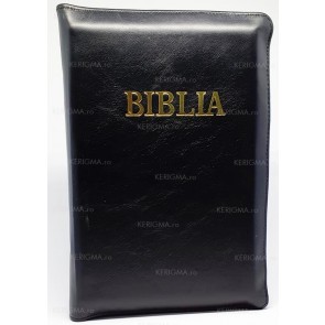Biblia Fidelă – copertă piele, negru, fermoar