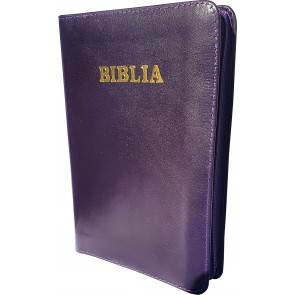 Biblia (piele, mijlociu, fermoar, mov)