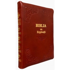 Biblia cu concordanță și explicații, fără index -- handmade -- PF - maro roșiatic