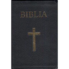 Biblia medie, 063, copertă piele, neagră, cu cruce, margini aurii, repertoar (EVS)