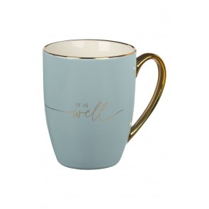 Cană ceramică (albastru deschis) -- It is well with my soul